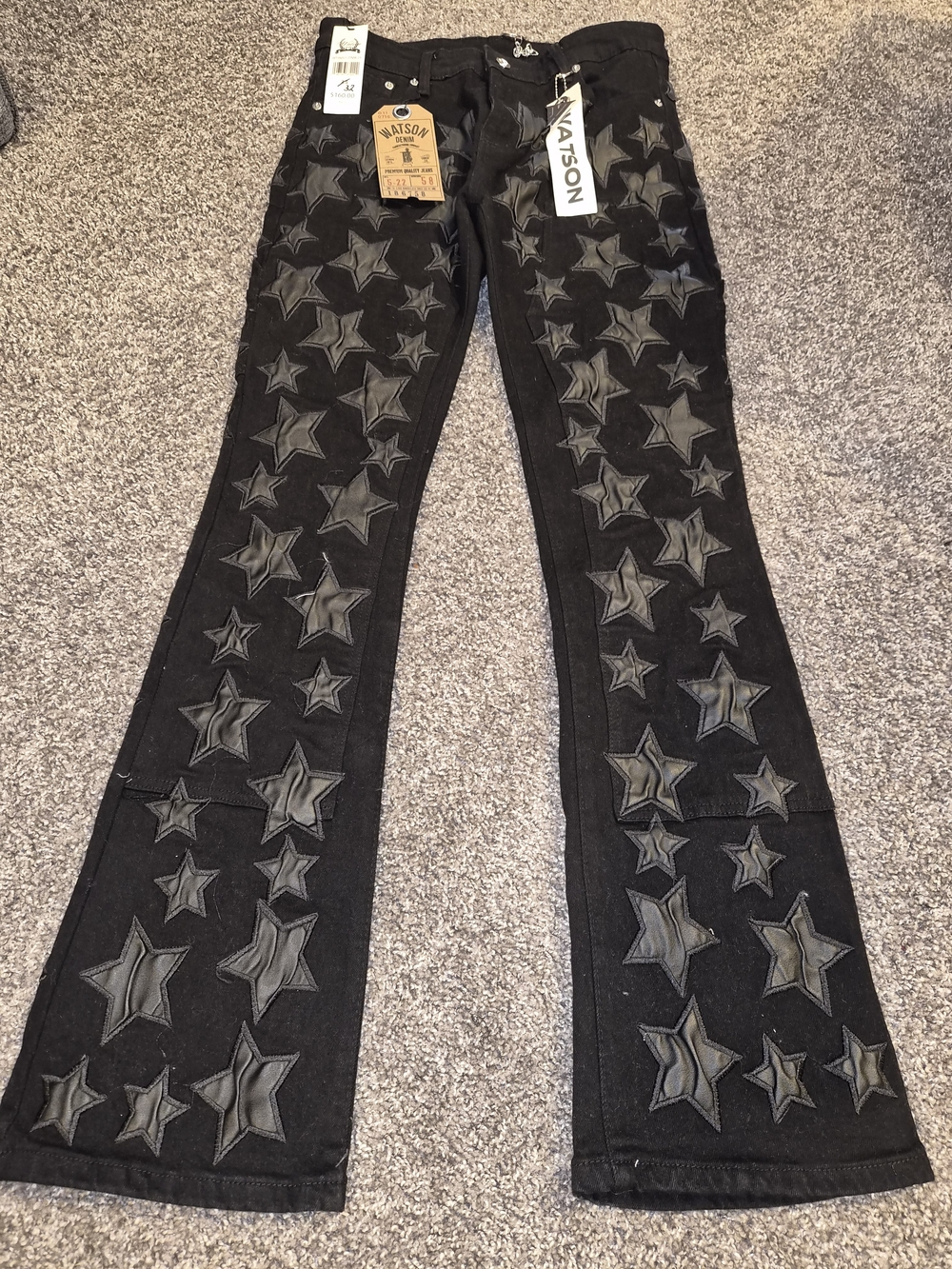 Watson Men’s Slim Black Star-Appliqué Jeans